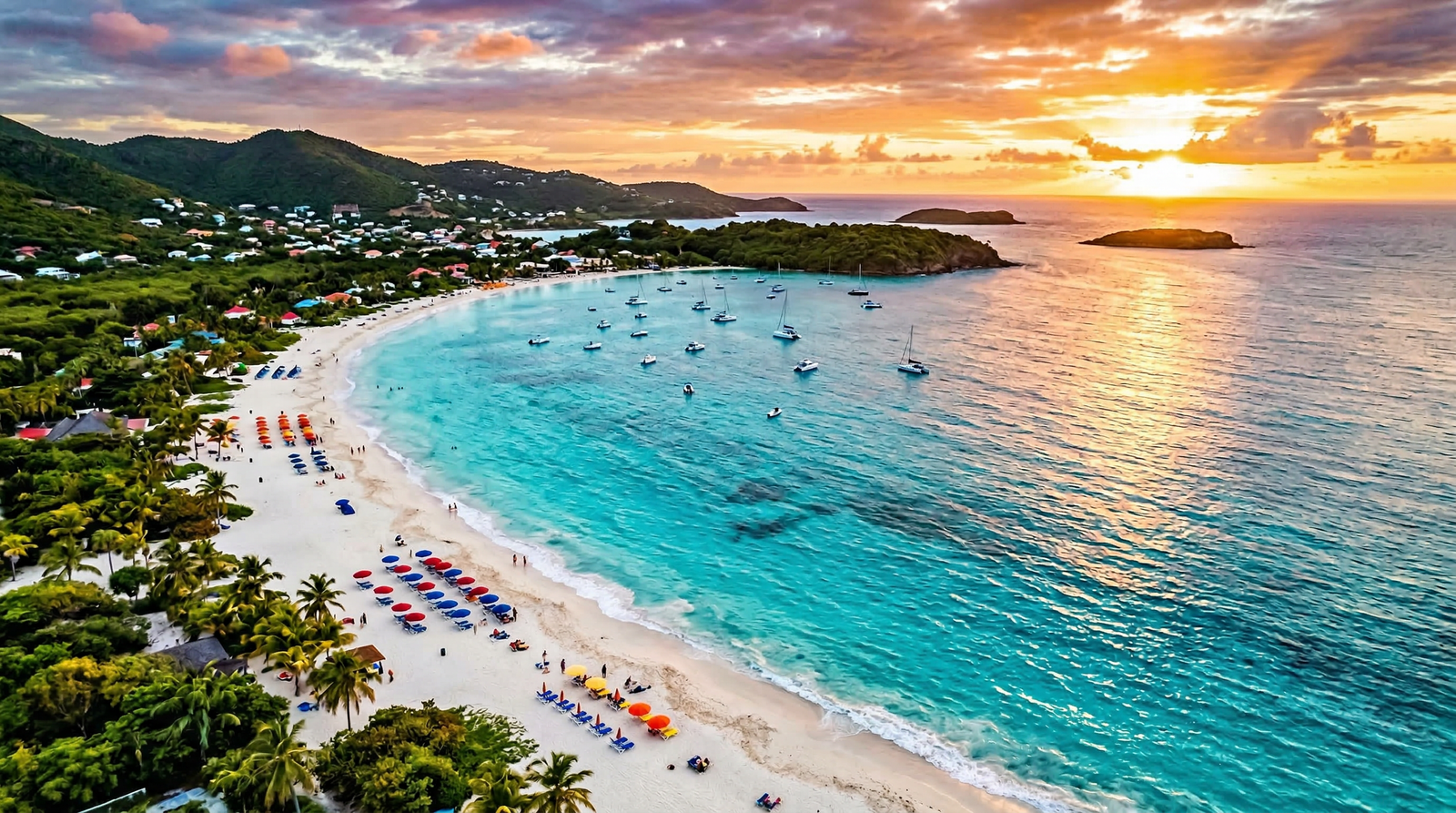 Orient Bay beach at sunset, Saint Martin